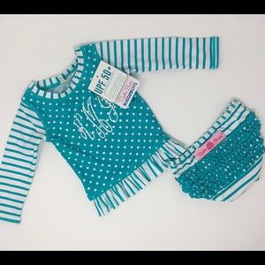 Turquoise and white Polka Dot Ruffled Butts Bikini